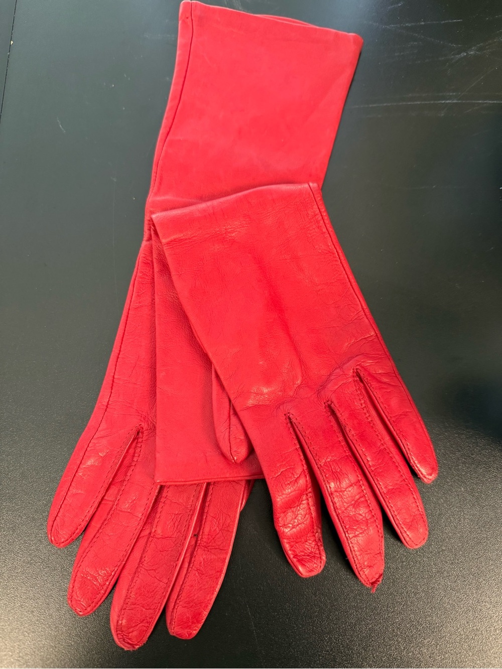 Nordstrom Red Long Leather Gloves
